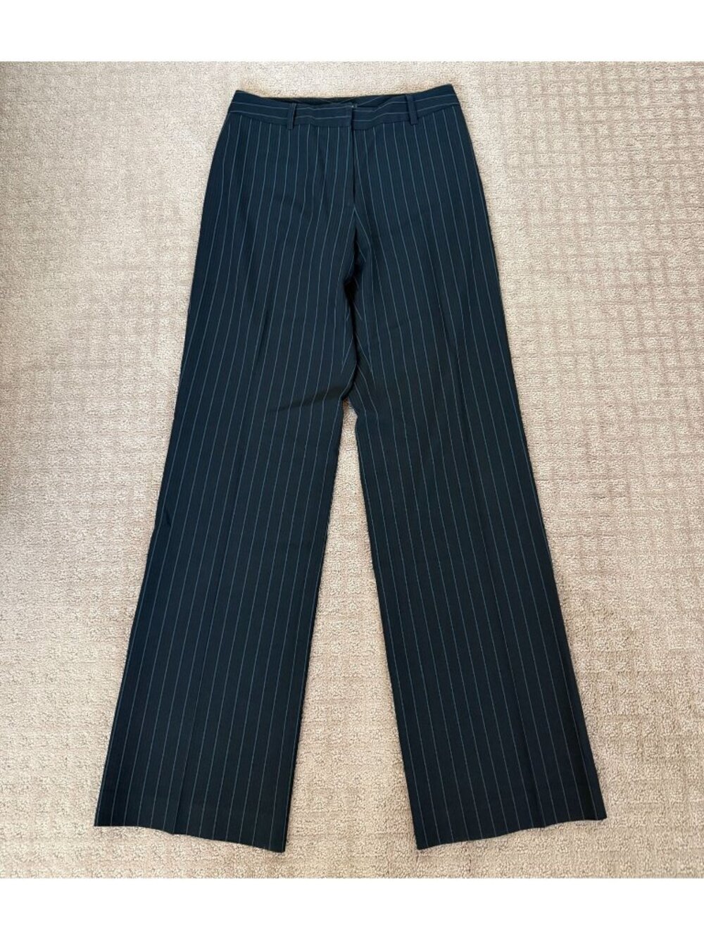 Antonio Melani Womens Dress Pants Sz 4 26/31 Black Gray Pinstripe Straight Leg